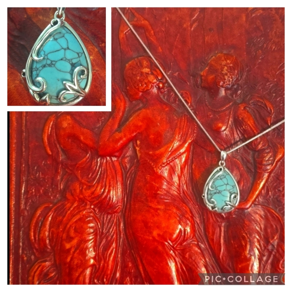 Sterling silver turquoise teardrop pendant